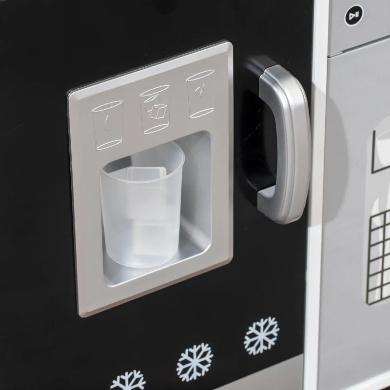 Kids Kitchen Playset with Sound, Ice & Coffee Maker, Microwave & Stainless Steel Utensils
