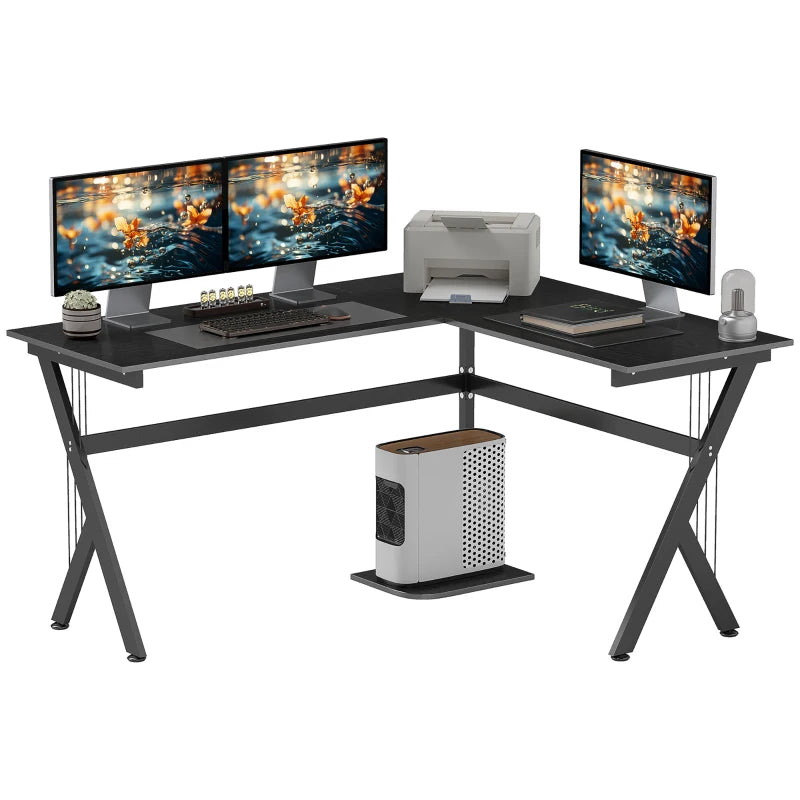 Home Office L-Shaped Computer Desk – Black, 155x130cm