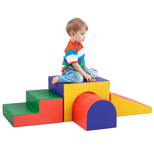4-Piece Soft Play Equipment for Toddlers 1-3 Years – Red Climbing & Crawling Set