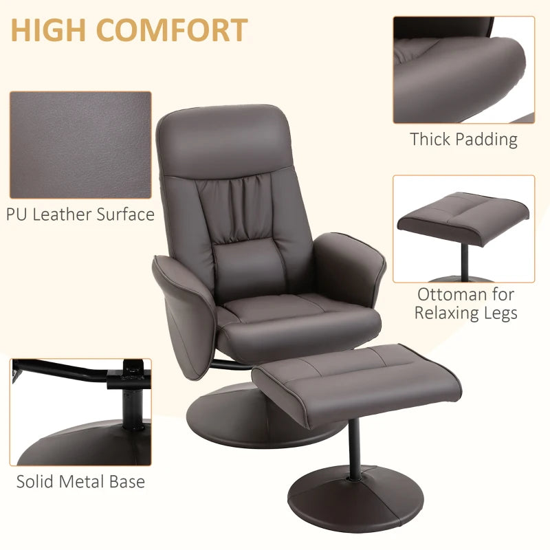 Brown Recliner Armchair with Footrest – High Back Lounge Chair