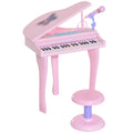 Kids Electronic Grand Piano with Microphone, Lights & Stool – Musical Toy, 37 Keys, Pink
