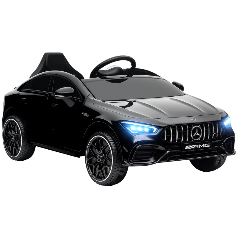 Black 12V Mercedes-Benz AMG CLA 45 Kids Ride-On Car with Suspension & Remote