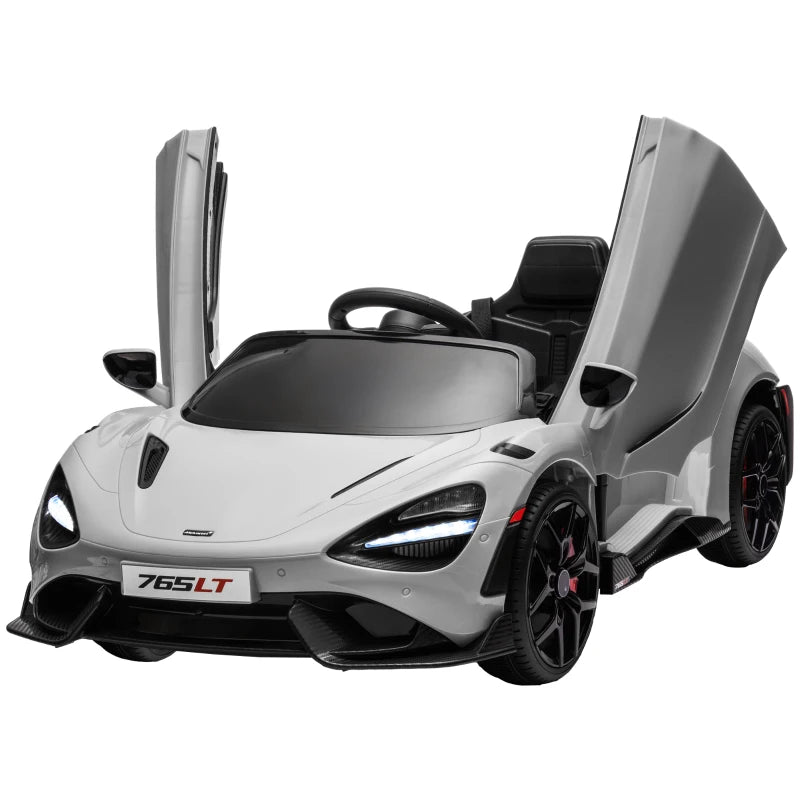 Grey 12V Kids Electric Ride-On Car with Remote Control, Butterfly Doors & Wheels