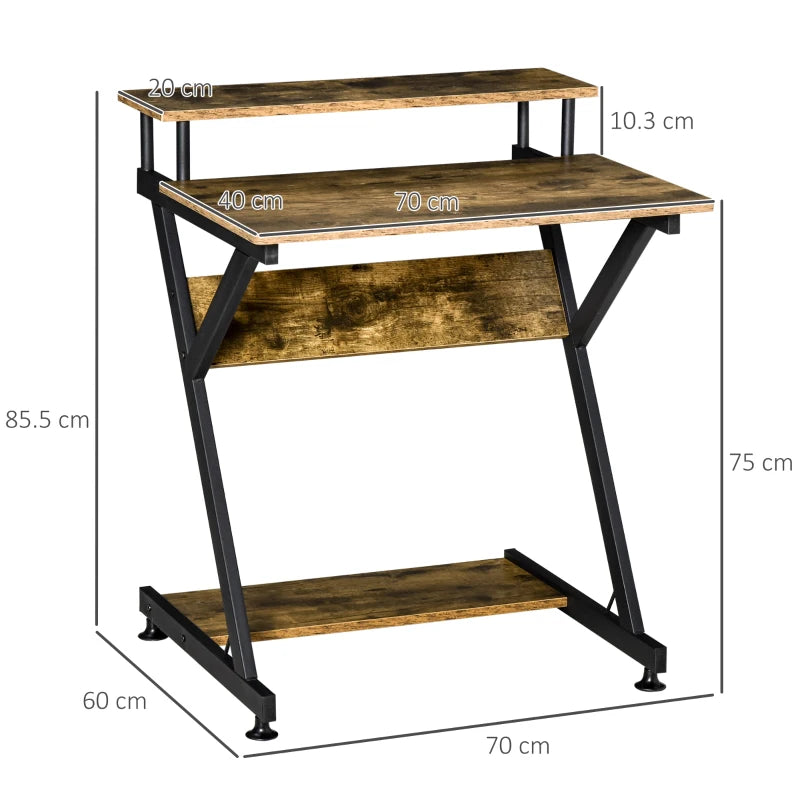 Small Space Office Desk – Industrial Style with Monitor Stand