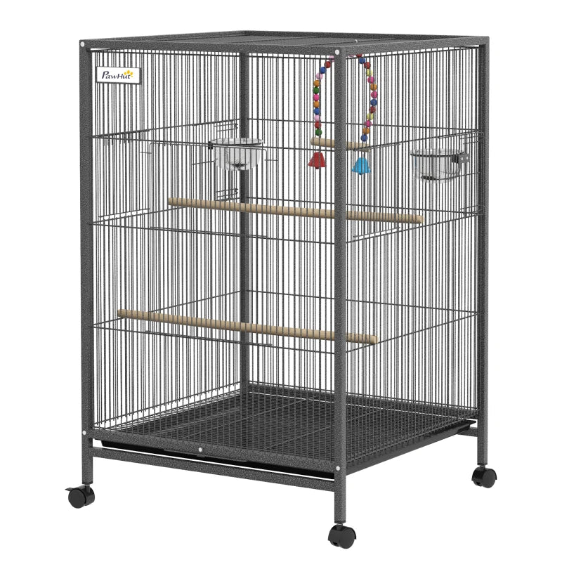 Small Bird Cage with Wheels – Grey