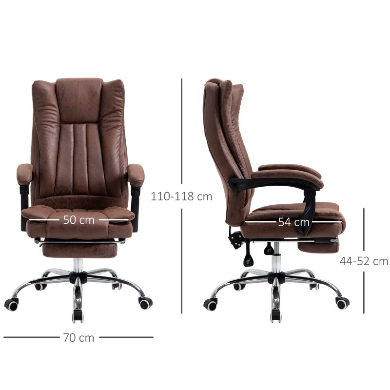 Brown Swivel Office Chair with Reclining Function & Footrest