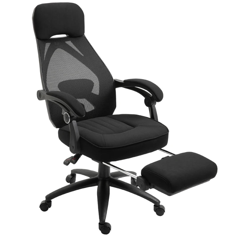 Black Swivel Desk Chair – High Back, Adjustable Height & Footrest