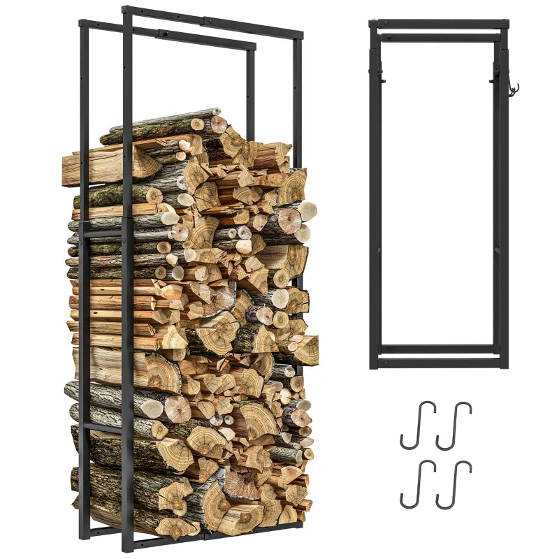 Durable Adjustable Metal Firewood Rack for Logs Measuring 40-65cm and 100-150cm