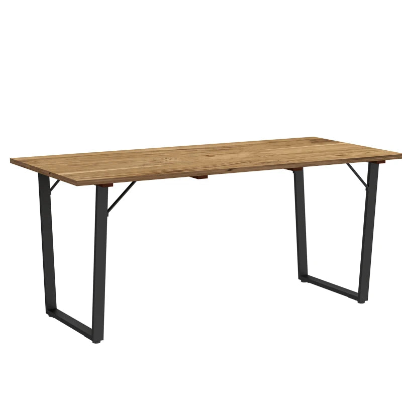 Brown Wooden Garden Table for 6 with Slatted Top and Parasol Hole, Weather Resistant, 175x80cm