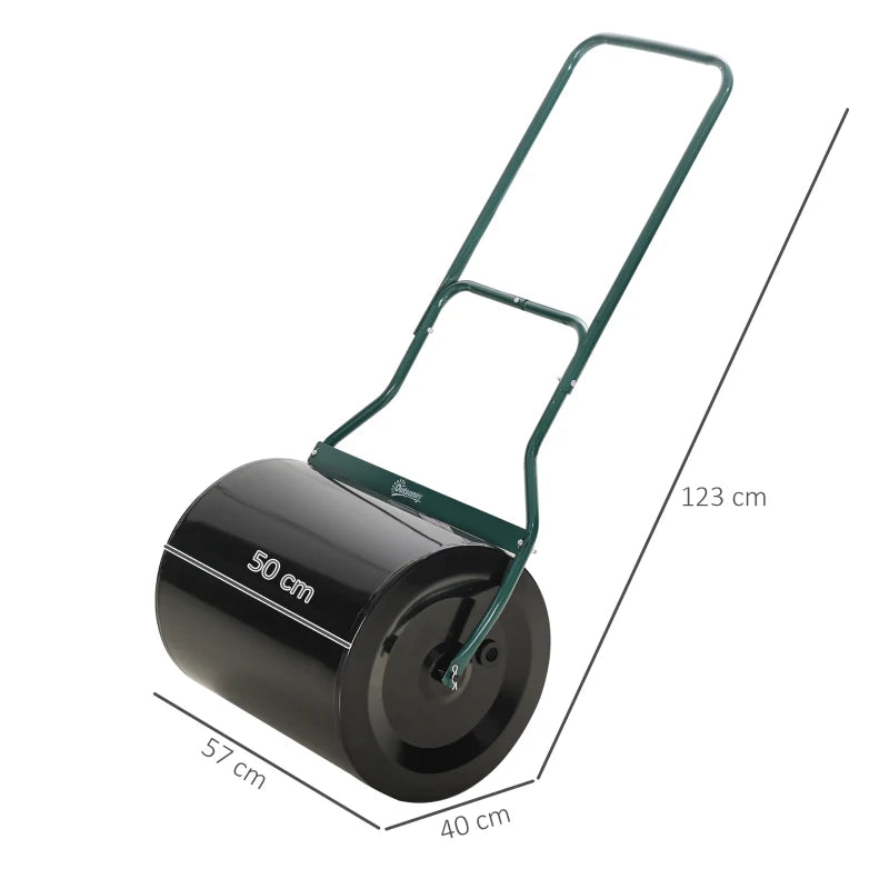 Steel Garden Lawn Roller with Fillable Cylinder and Handle Durable 50cm Diameter Lawn Flattening Drum