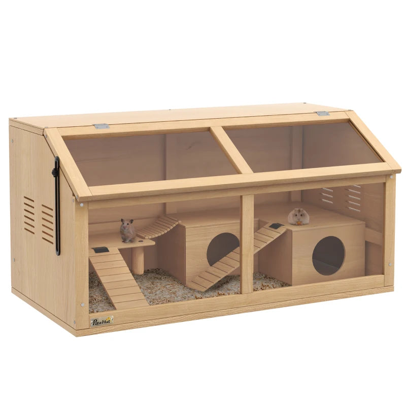 Wooden Hamster Cage – Multi-Level with Toys