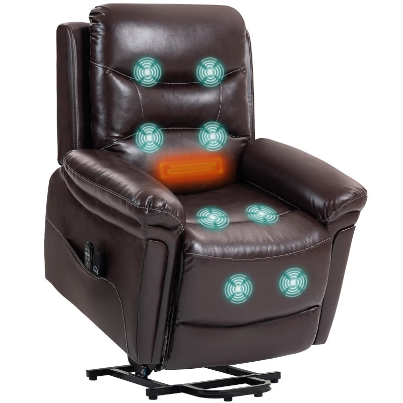 Power Lift Recliner Chair Brown – Massage, Heat, USB Port