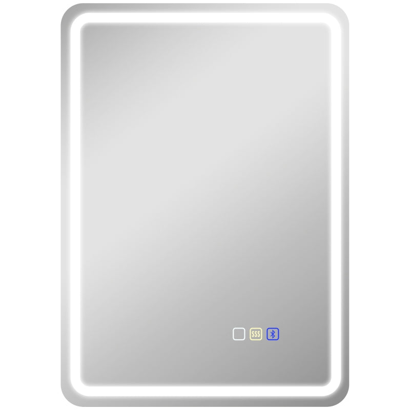 Silver Bluetooth Bathroom Mirror, 70x50cm, Touch Control & LED Light