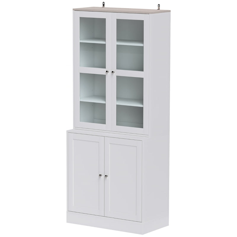 White Double Storage Cabinet – Display Cabinet with Glass Doors
