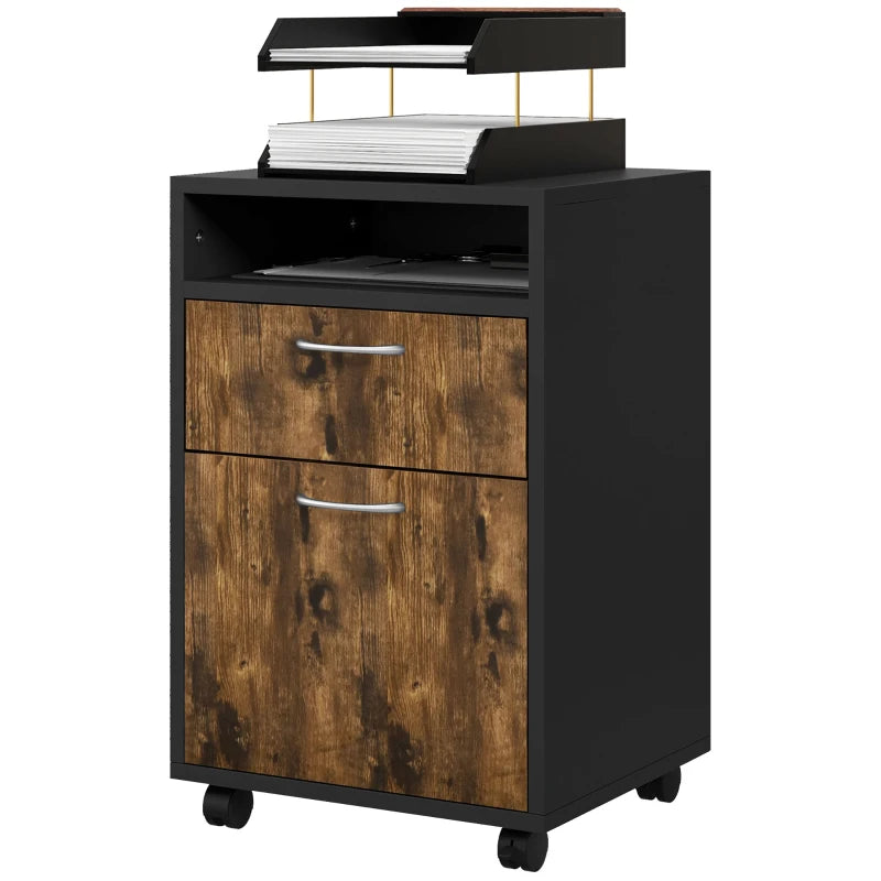 Office Filing Cabinet – HOMCOM 60cm, Rustic Brown
