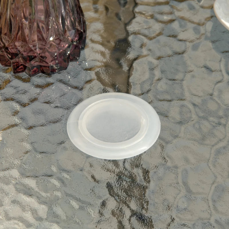 Tempered Glass Top Round Outdoor Table 80cm with Steel Frame and Parasol Hole Included