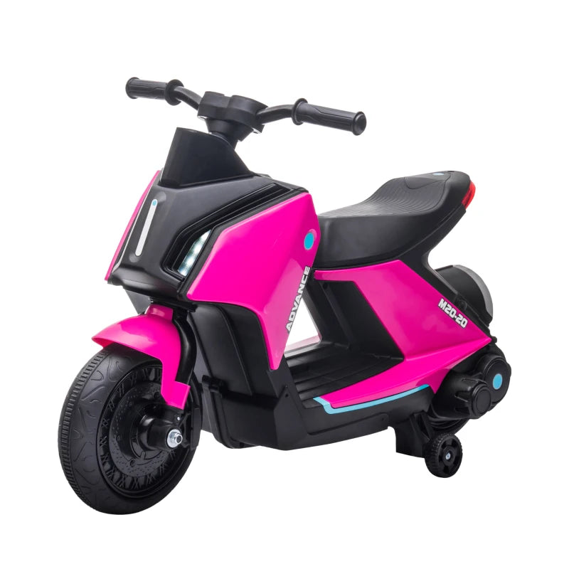 Electric 6V Ride-On Motorbike for Kids, Music, Headlights & Safety Wheels – Pink