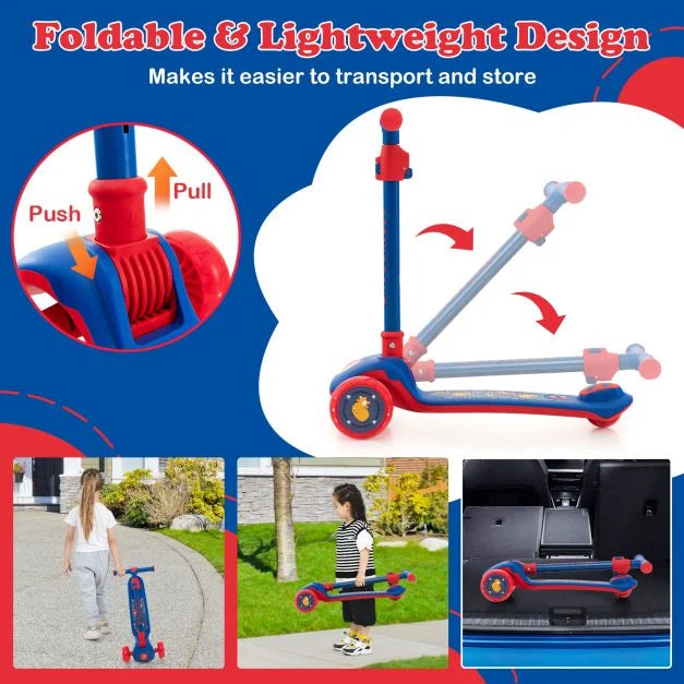 Kick Scooter with Extra-Wide Deck and LED Light-Up PU Wheels