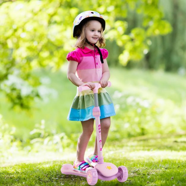 Kick Scooter with Extra-Wide Deck and LED Light-Up PU Wheels