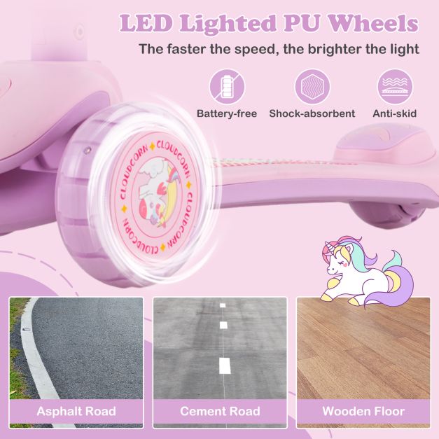 Kick Scooter with Extra-Wide Deck and LED Light-Up PU Wheels