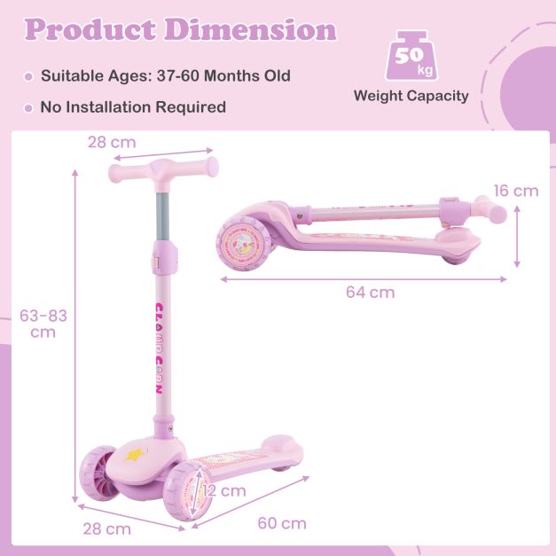 Kick Scooter with Extra-Wide Deck and LED Light-Up PU Wheels