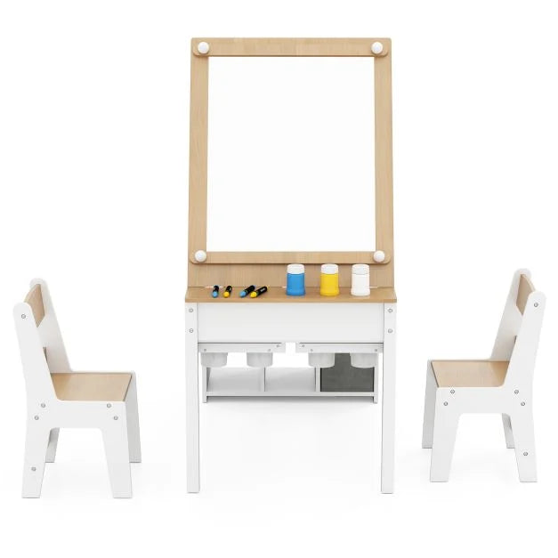 Art & Craft Table for Kids with Chairs and Paper Roll Flip Tabletop