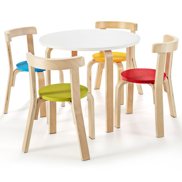 Kids 5-Piece Bentwood Table & Curved Back Chairs Set
