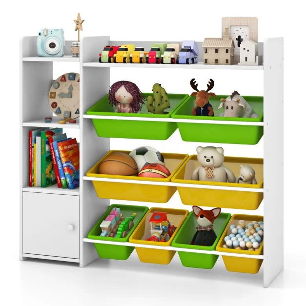 Kids Storage Organizer with Bookshelf, Boxes, and Open Shelves