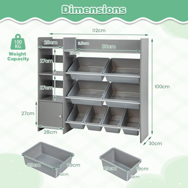Kids Storage Organizer with Bookshelf, Boxes, and Open Shelves
