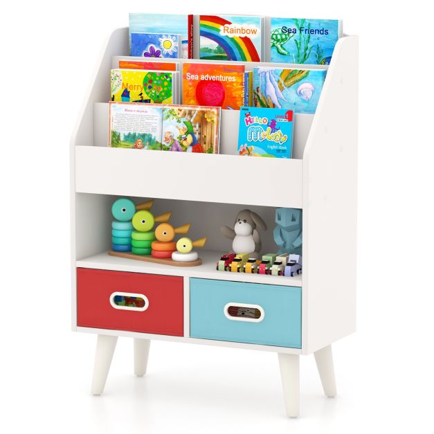 Wooden Book Display Rack for Kids – Space-Saving 3-Tier Bookshelf