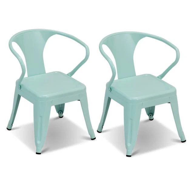 Set of 2 Steel Kids Chairs with Supportive Backrest