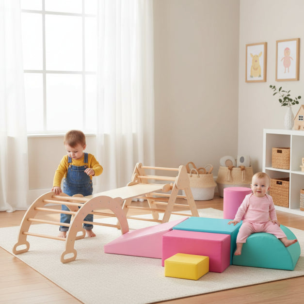 7-in-1 Toddler Climbing Frame with 6-Piece Indoor Baby Soft Play Set