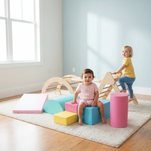 7-in-1 Toddler Climbing Frame with 6-Piece Indoor Baby Soft Play Set