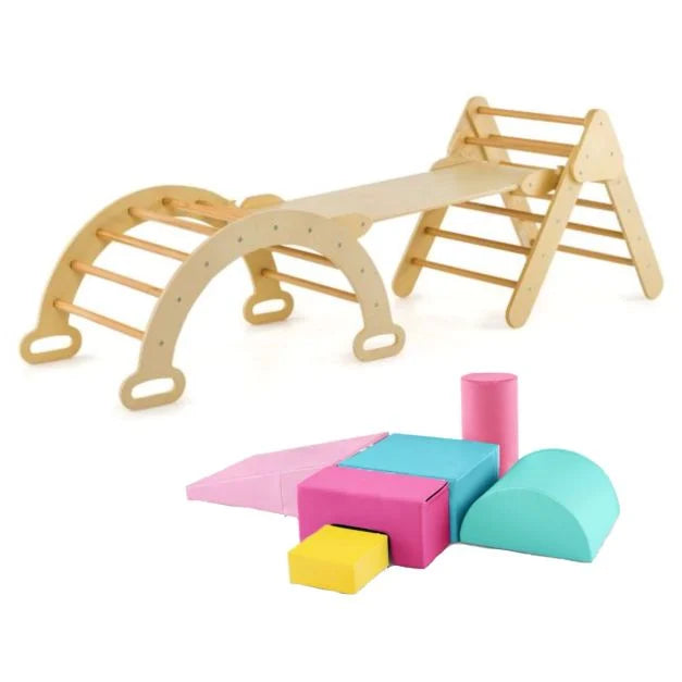 7-in-1 Toddler Climbing Frame with 6-Piece Indoor Baby Soft Play Set