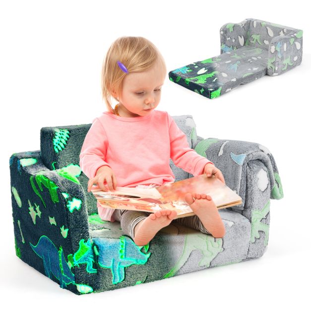 Kids Couch & Blanket 2-in-1 Folding Sofa with Glow in the Dark Feature