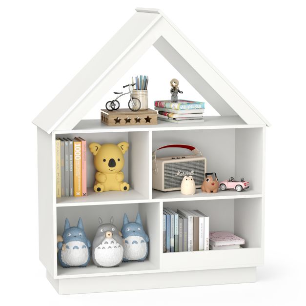 Kids Dollhouse Bookshelf with Anti-Tip Safety & 3-Tier Display