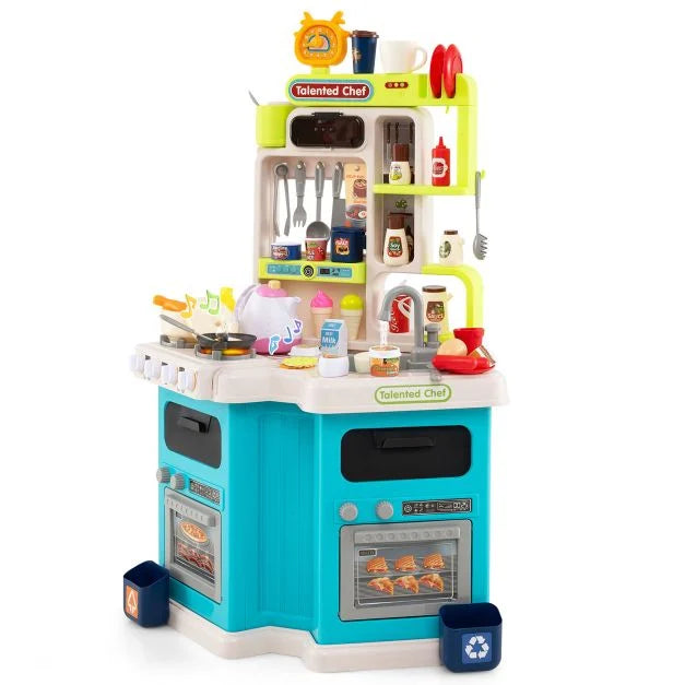 Kids Kitchen Corner Playset with Light, Sound & Cooking Accessories