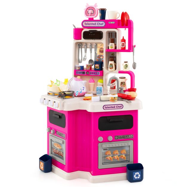 Kids Kitchen Corner Playset with Light, Sound & Cooking Accessories
