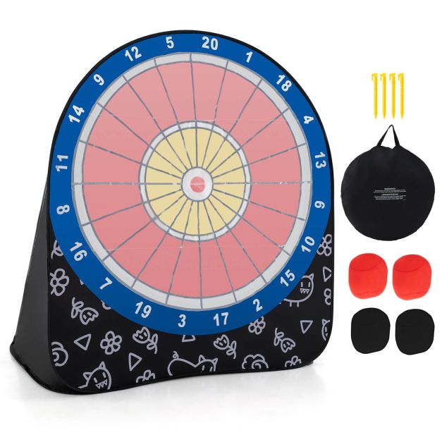 Large Kids Dartboard with 4 Kick Balls, Foldable and Easy to Carry