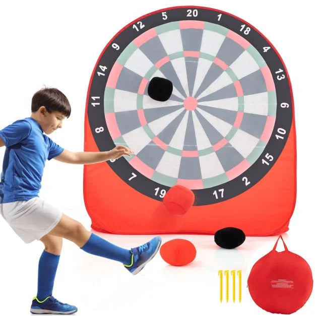 Large Kids Dartboard with 4 Kick Balls, Foldable and Easy to Carry