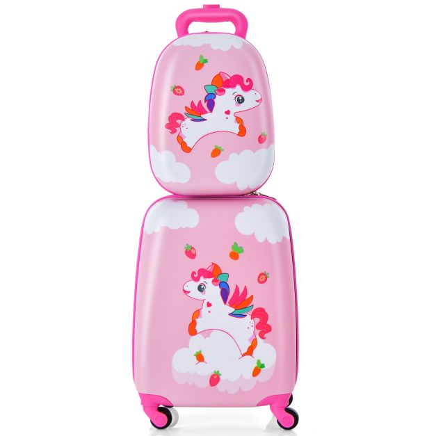 2-Piece Children’s Luggage Set with Wheels and Height-Adjustable Handle
