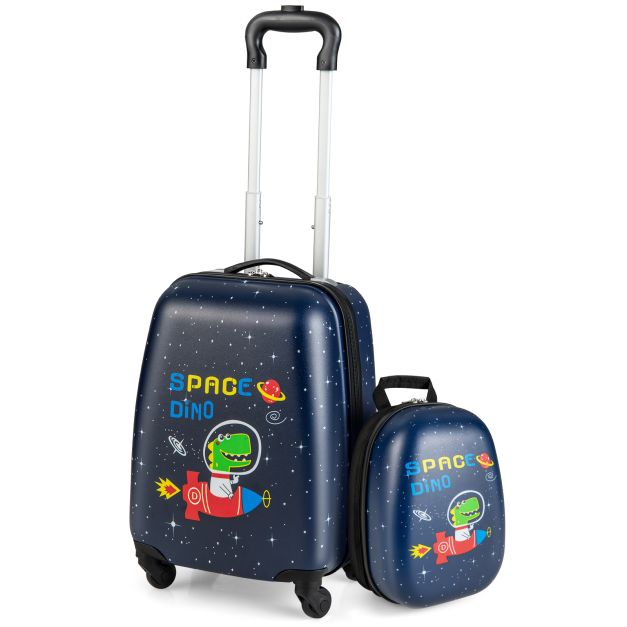 2-Piece Children’s Luggage Set with Wheels and Height-Adjustable Handle
