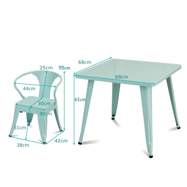 Children’s Metal Square Table with Safe Round Corners