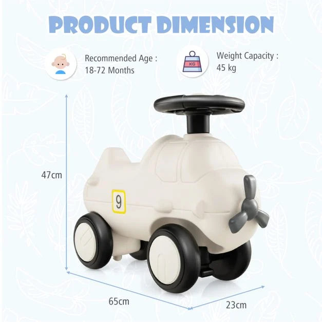 Kids Airplane Ride-On Car | Flexible Steering Wheel Toy