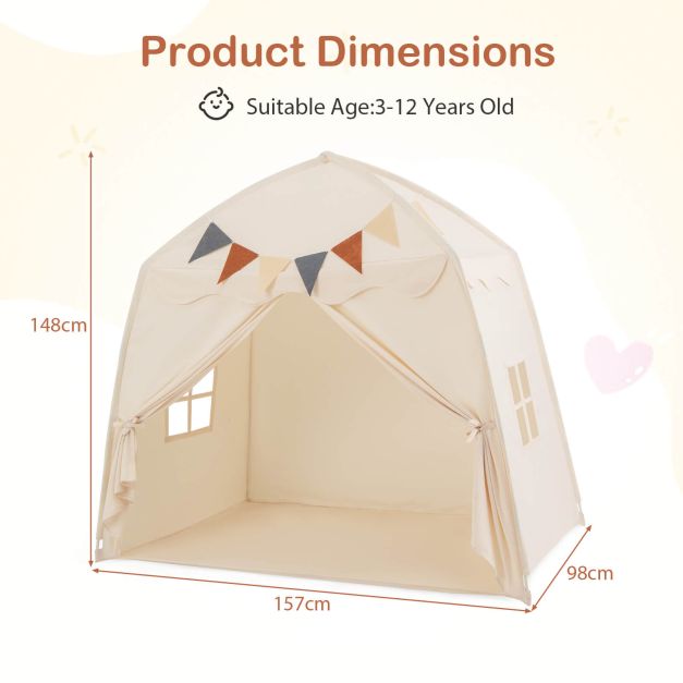 LED Light Kids Play Tent Bed, Extra Large for 3-12 Years
