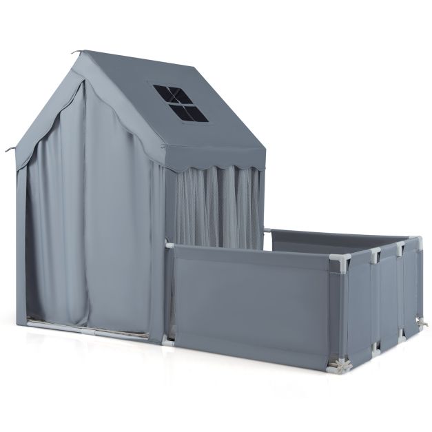 Kids 2-in-1 Play Tent with Playpen & Soft Washable Cotton Mat