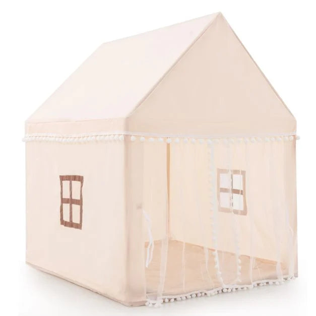 Kids Wooden Playhouse Tent with Mat – Perfect for Imaginative Play at Home