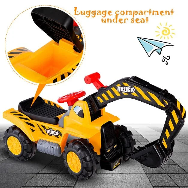 Kids Construction Digger Ride-On with Safety Gear