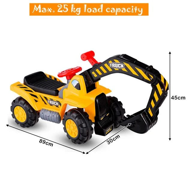 Kids Construction Digger Ride-On with Safety Gear