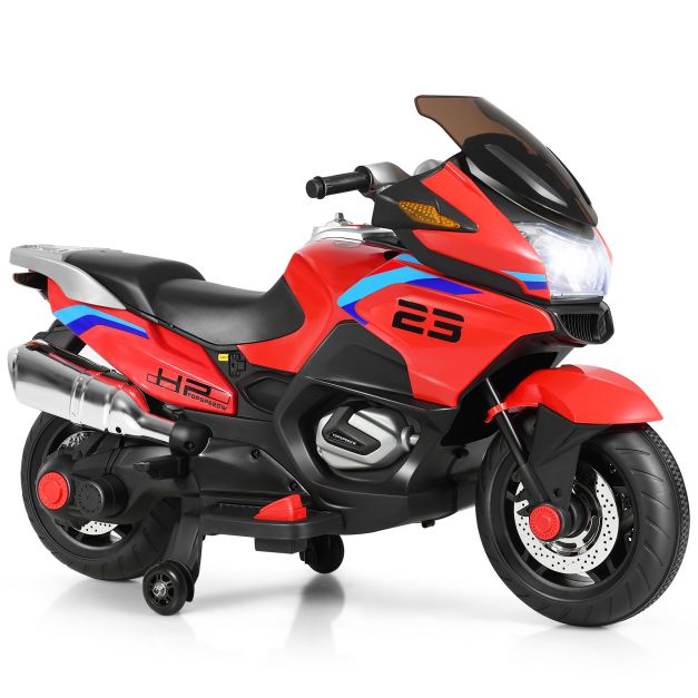 Kids Electric Ride-On Motorbike with Training Wheels